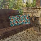 Mid-Century Modern Outdoor Pillow: Burnt Orange & Turquoise Optical Illusion
