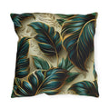 Elegant Monstera Leaf Outdoor Pillow: Tropical Chic, Beige and Green
