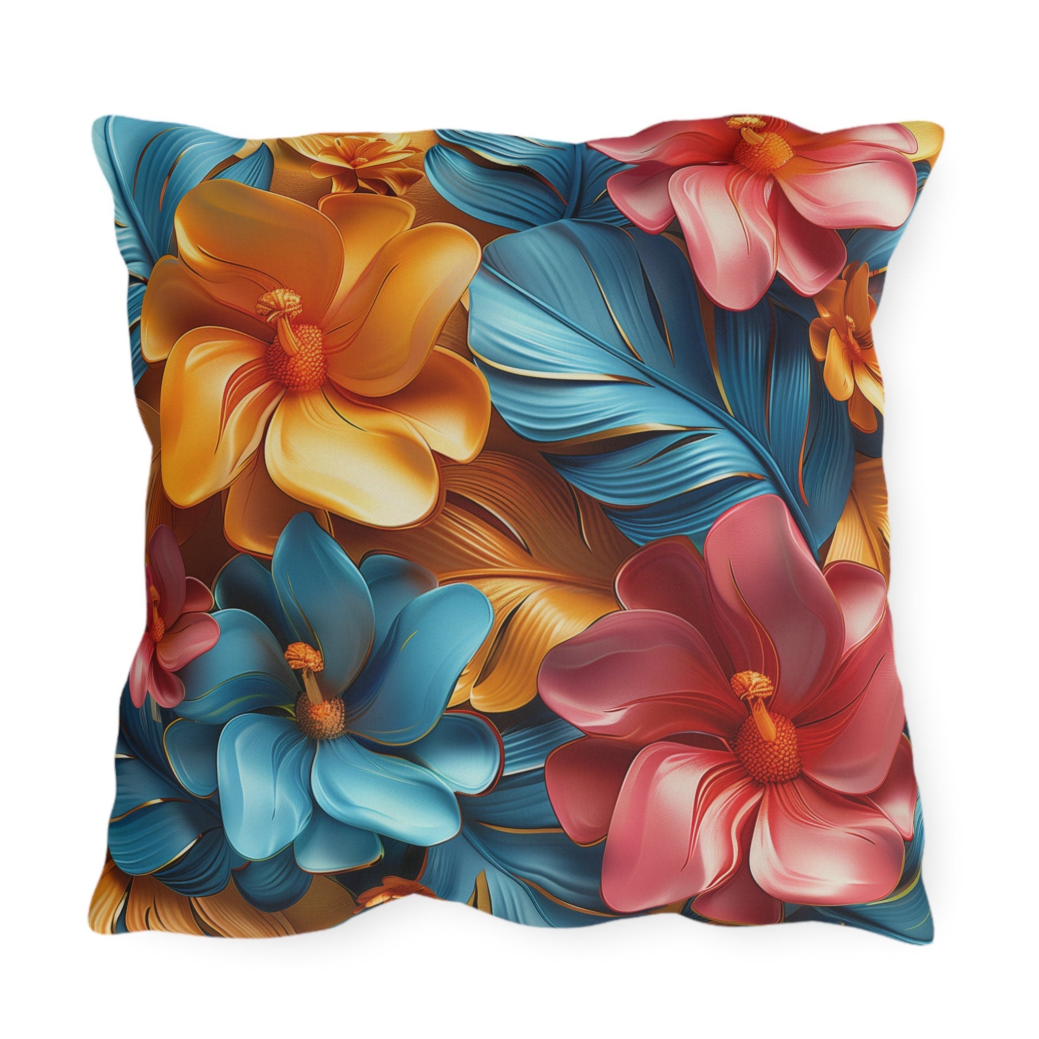 Tropical Floral Outdoor Pillow: Vivid Garden Cushion