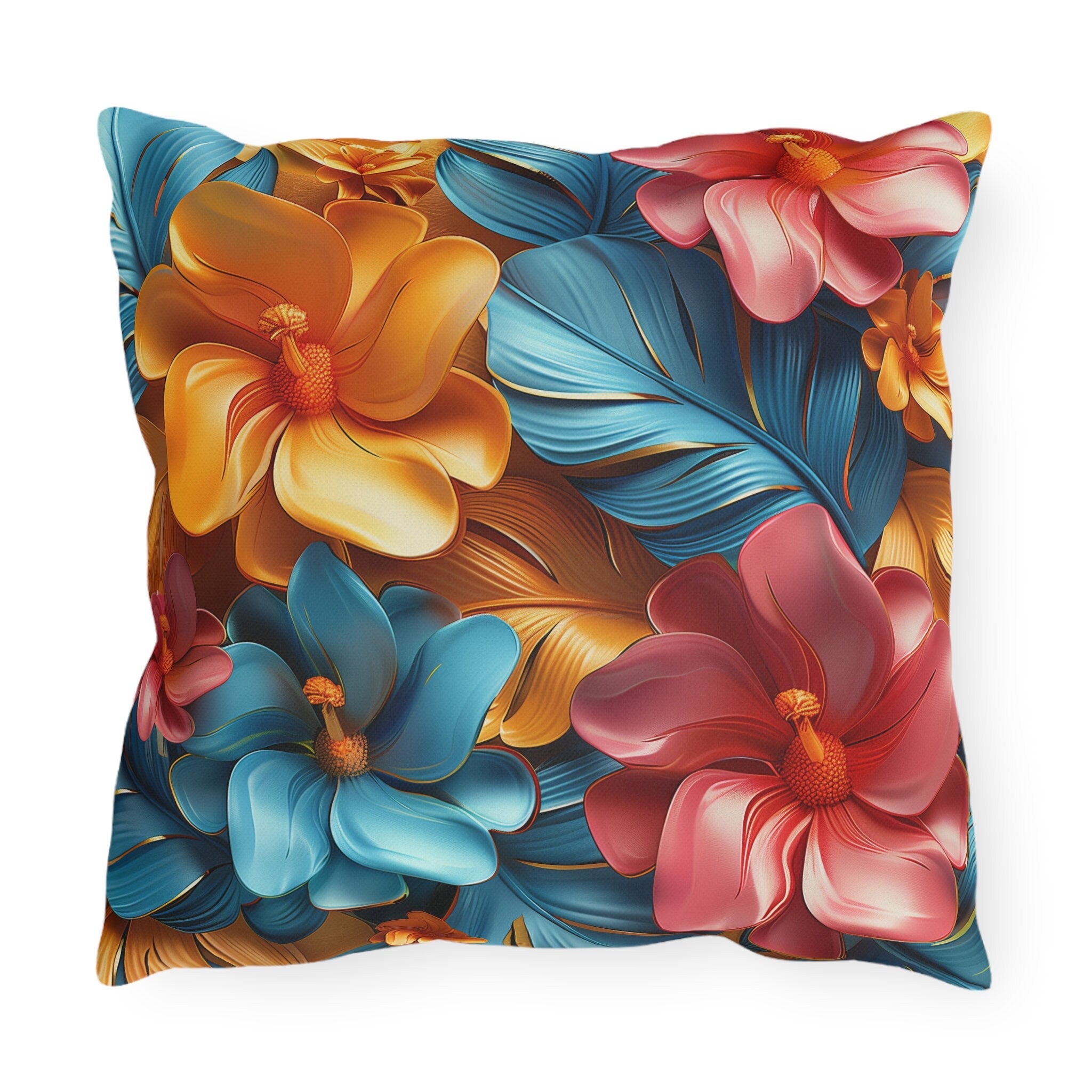 Tropical Floral Outdoor Pillow: Vivid Garden Cushion