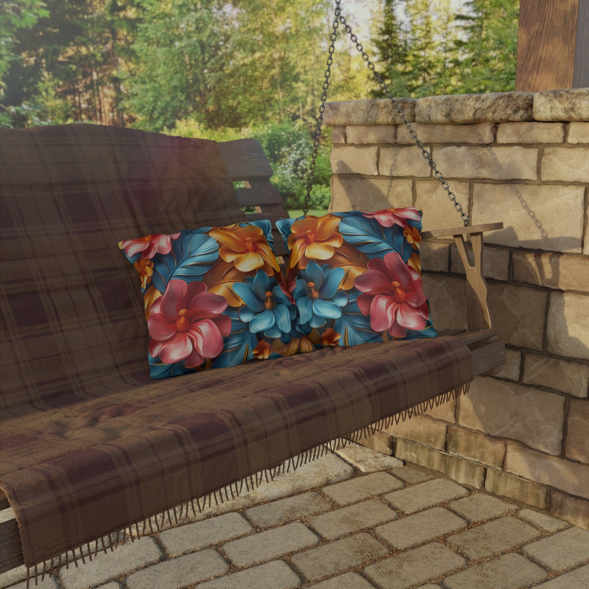 Tropical Floral Outdoor Pillow: Vivid Garden Cushion