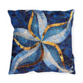 Cobalt Blue Starfish Mosaic Outdoor Pillow - Nautical Patio Cushion, Water-Resistant Beach Decor