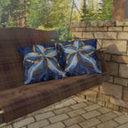 Cobalt Blue Starfish Mosaic Outdoor Pillow - Nautical Patio Cushion, Water-Resistant Beach Decor