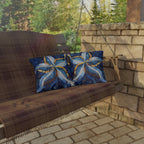 Cobalt Blue Starfish Mosaic Outdoor Pillow - Nautical Patio Cushion, Water-Resistant Beach Decor
