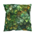 Green Geometric Outdoor Pillow: Mosaic Crystal Design, UV & Water Resistant