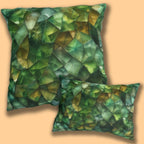 Green Geometric Outdoor Pillow: Mosaic Crystal Design, UV & Water Resistant