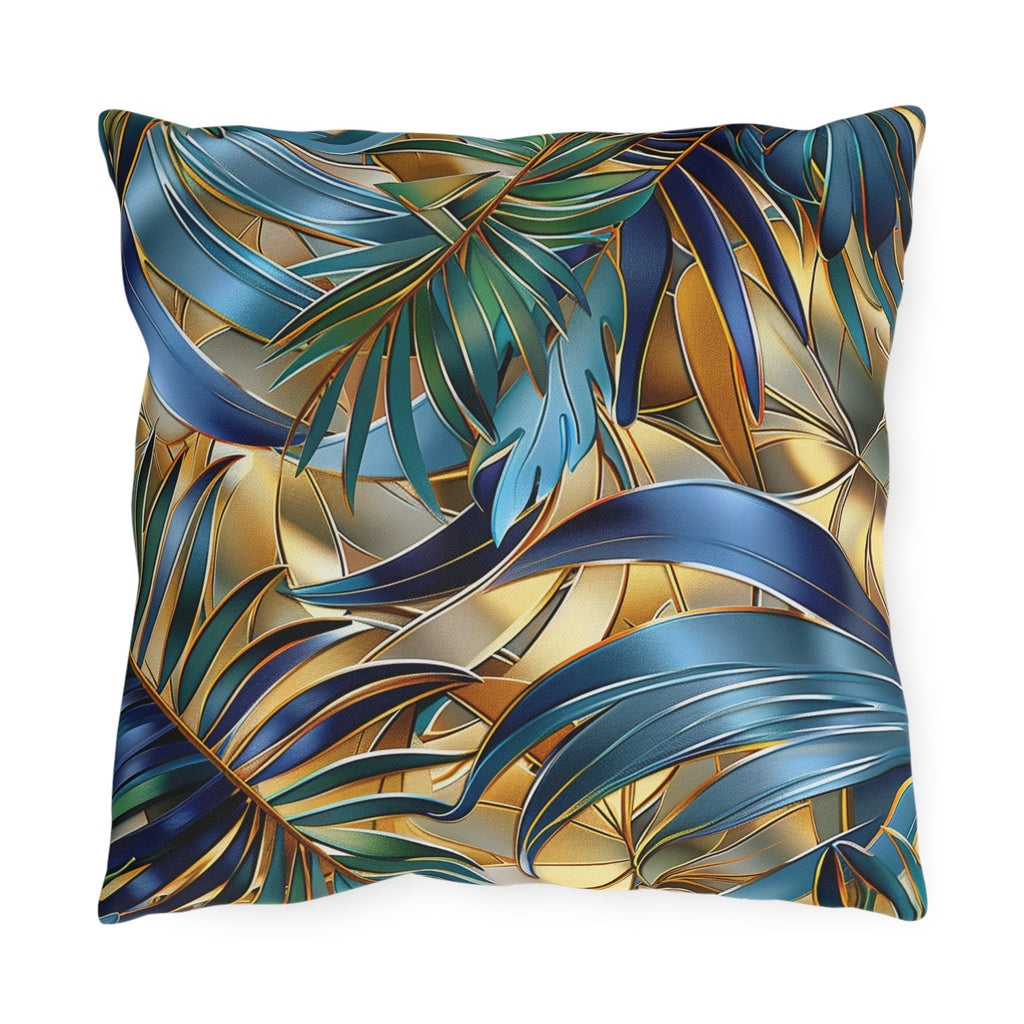 Tropical Palm Leaf Outdoor Pillow: Luxury Botanical Cushion for Patio, Poolside & Garden Decor