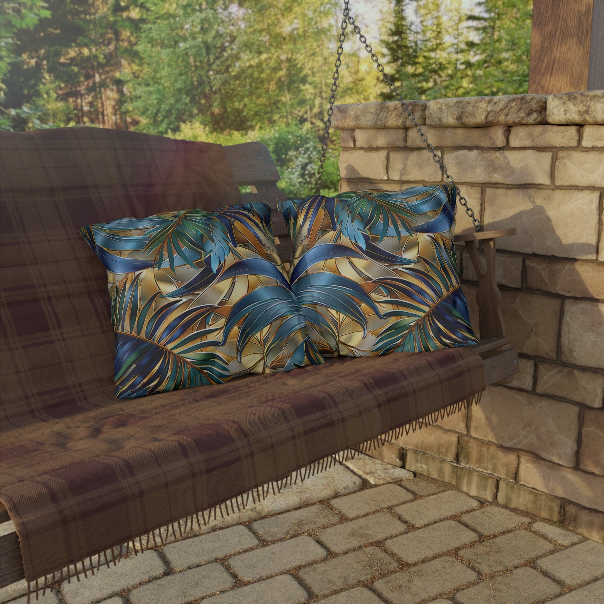 Tropical Palm Leaf Outdoor Pillow: Luxury Botanical Cushion for Patio, Poolside & Garden Decor