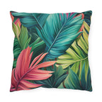 Vibrant Tropical Paradise Outdoor Pillow - Water Resistant Cushion for Patio, Poolside, Garden Decor