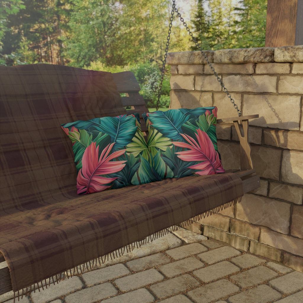 Vibrant Tropical Paradise Outdoor Pillow - Water Resistant Cushion for Patio, Poolside, Garden Decor