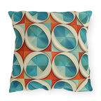 Mid-Century Modern Outdoor Pillow: Burnt Orange & Turquoise Optical Illusion