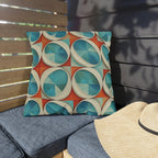 Mid-Century Modern Outdoor Pillow: Burnt Orange & Turquoise Optical Illusion