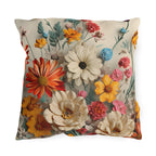 Vibrant Boho Wildflower Outdoor Pillow - Water-Resistant Patio Cushion for Poolside Decor