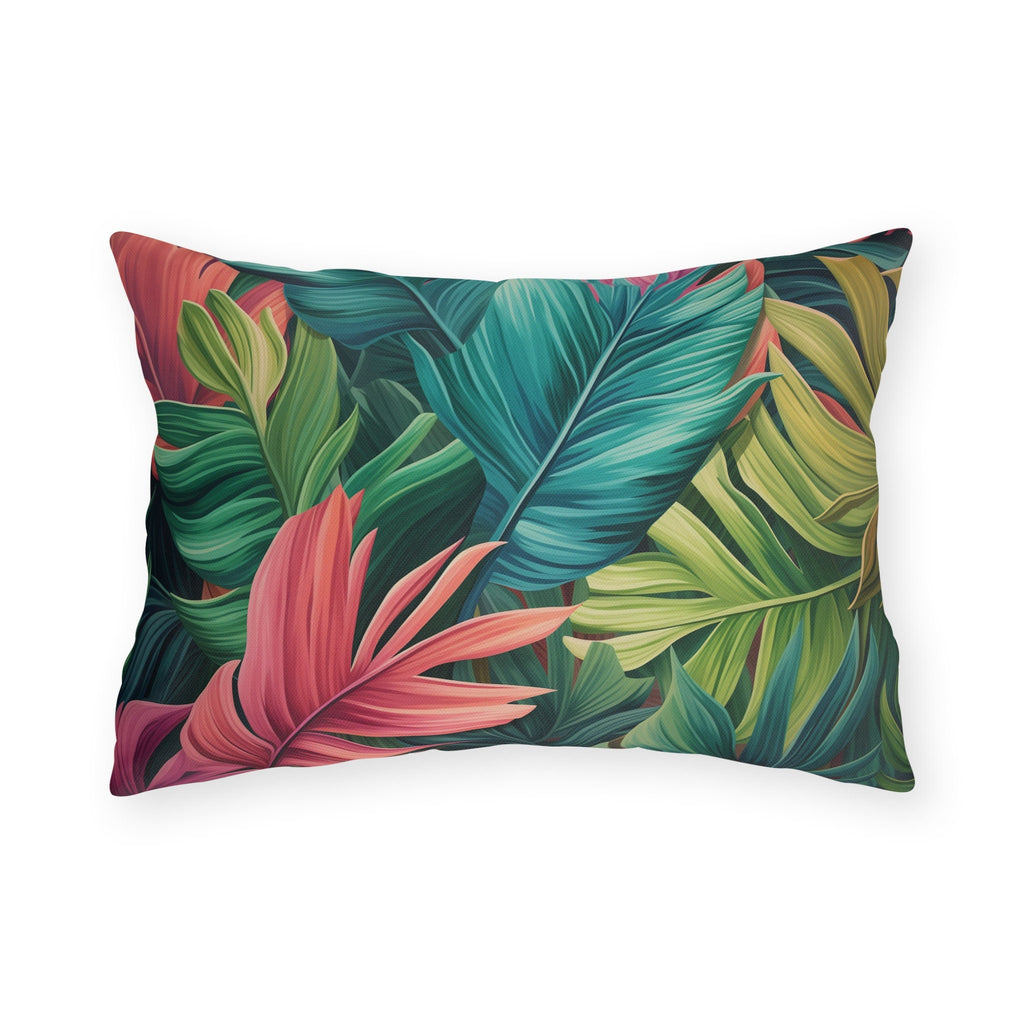 Vibrant Tropical Paradise Outdoor Pillow - Water Resistant Cushion for Patio, Poolside, Garden Decor