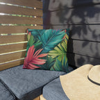 Vibrant Tropical Paradise Outdoor Pillow - Water Resistant Cushion for Patio, Poolside, Garden Decor
