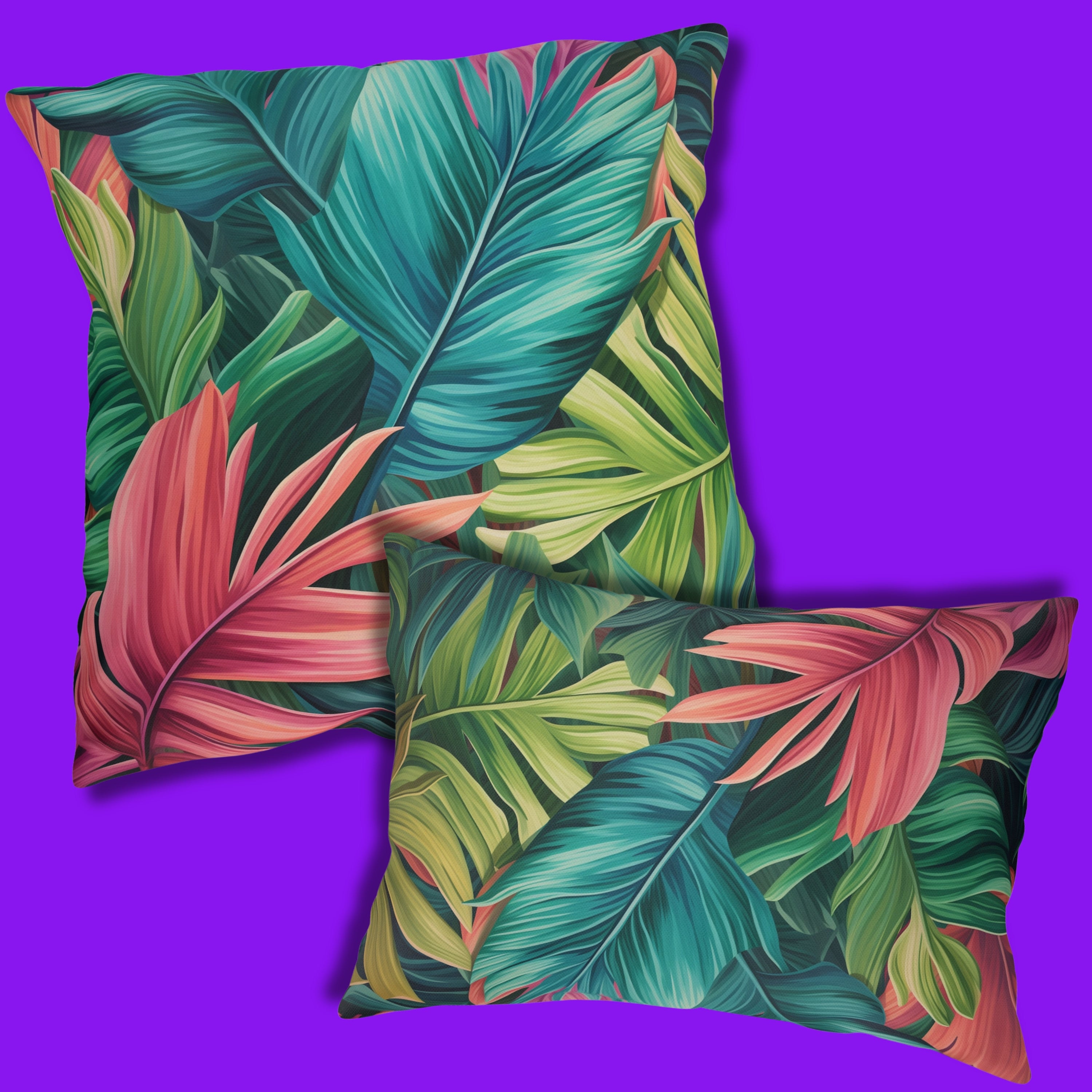 Vibrant Tropical Paradise Outdoor Pillow - Water Resistant Cushion for Patio, Poolside, Garden Decor