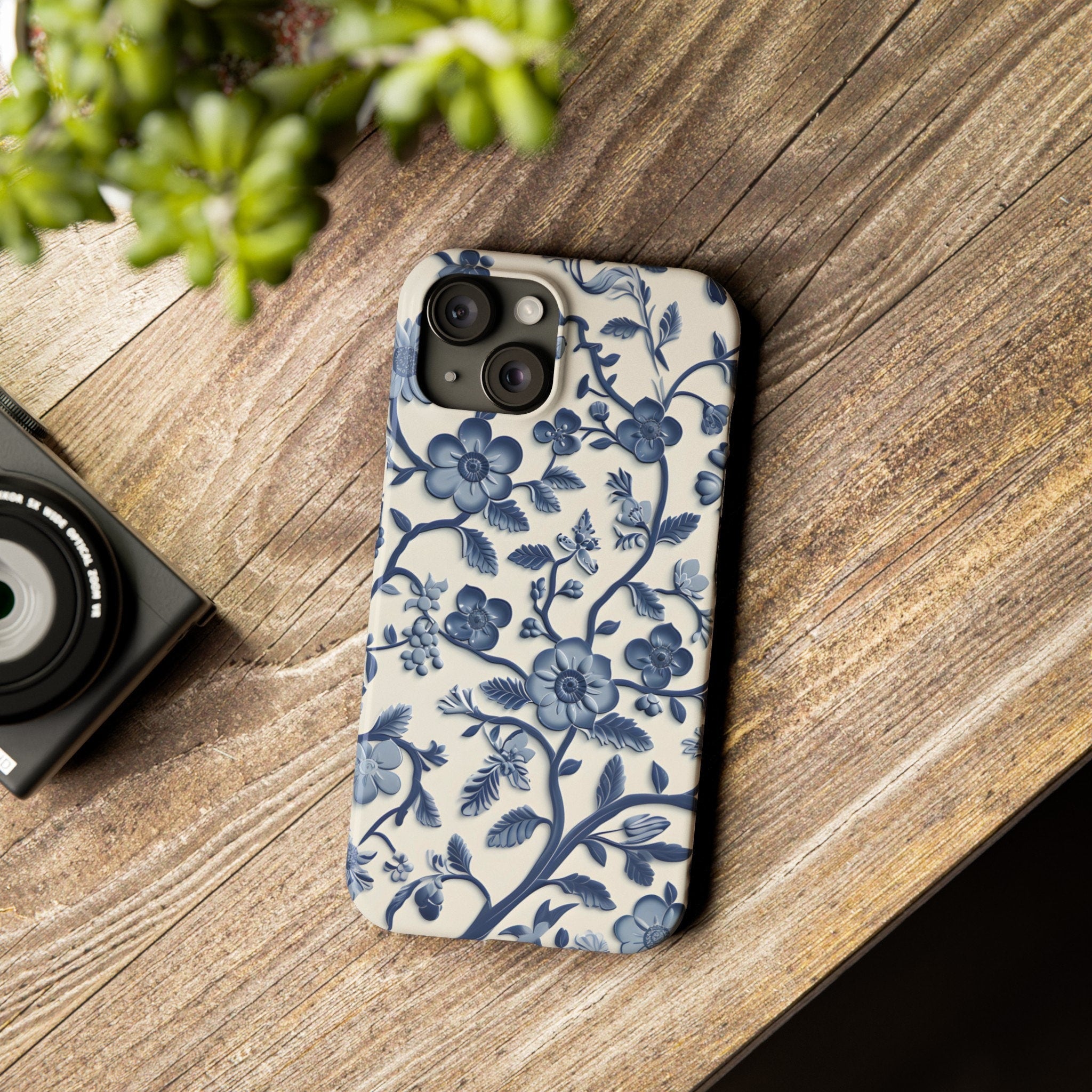 Blue and White Floral Chinoiserie iPhone Slim Case