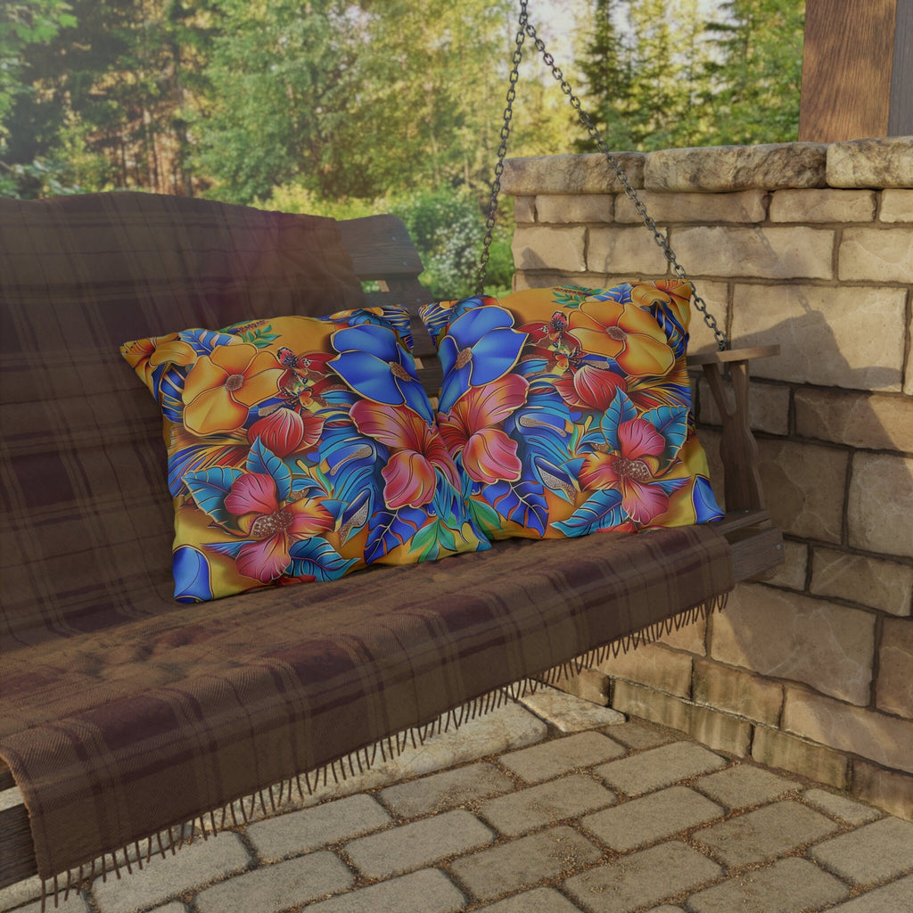 Tropical Floral Outdoor Throw Pillow: UV & Water Resistant Patio Decor