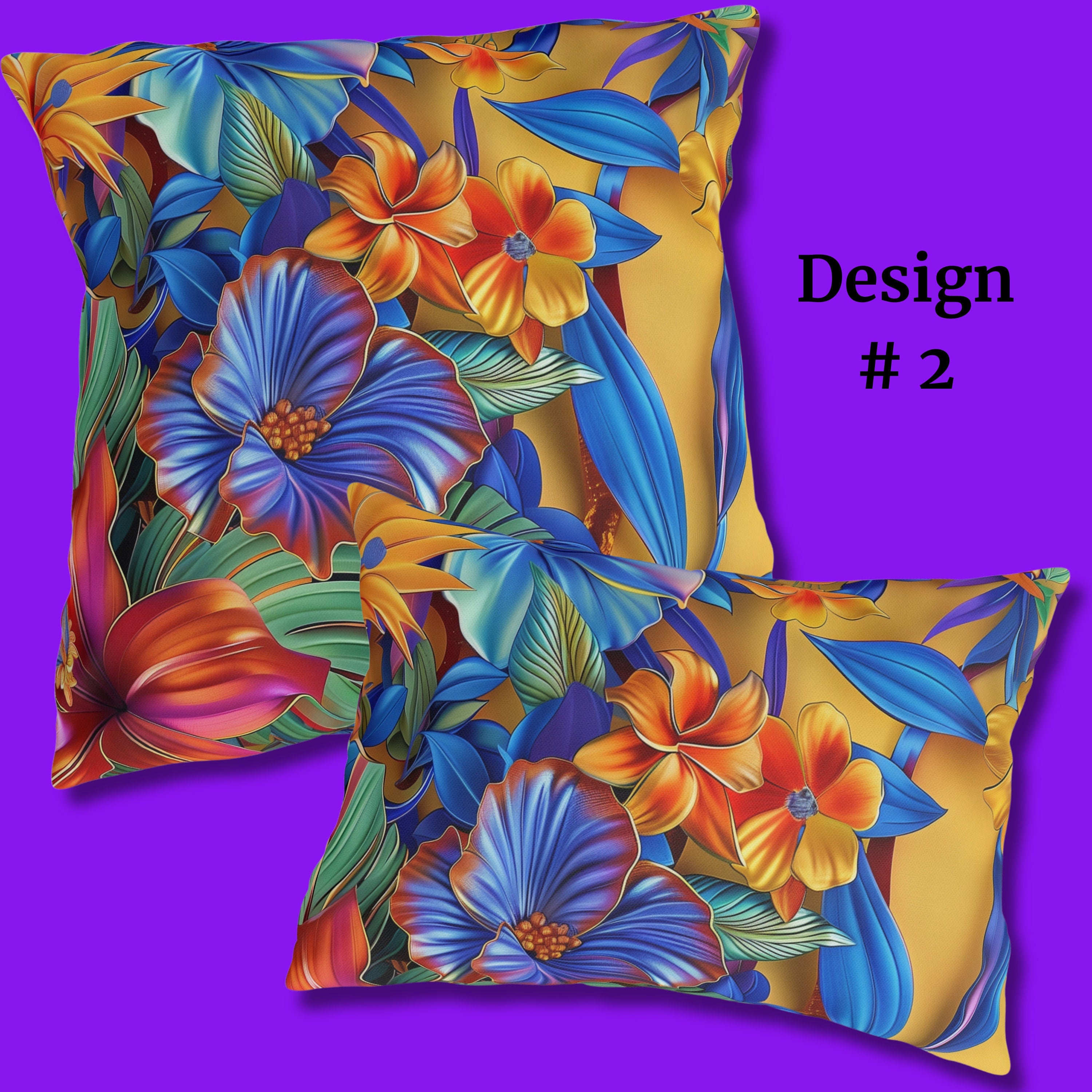 Tropical Floral Outdoor Throw Pillow: UV & Water Resistant Patio Decor
