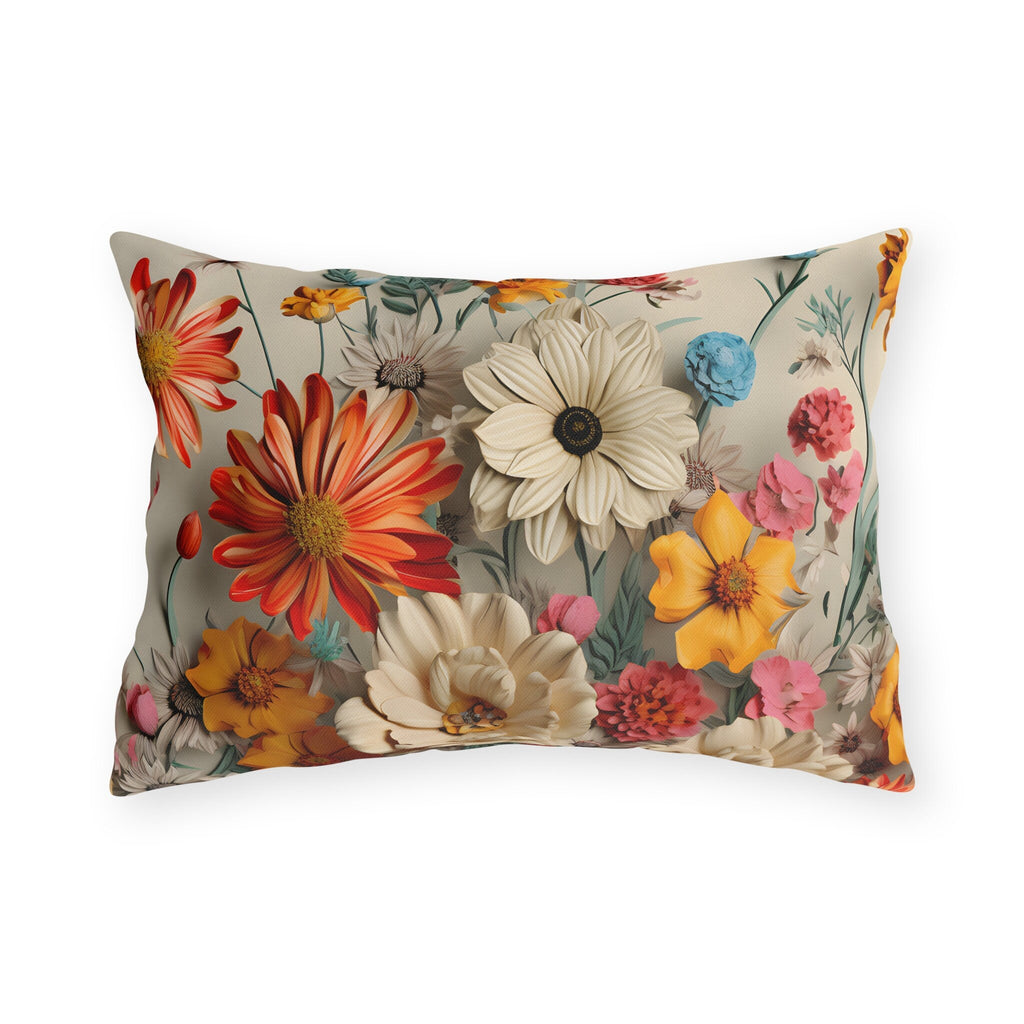 Vibrant Boho Wildflower Outdoor Pillow - Water-Resistant Patio Cushion for Poolside Decor