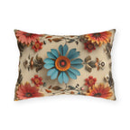 Blue Daisy Floral Outdoor Pillow: Boho Garden Cushion