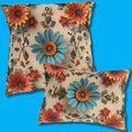 Blue Daisy Floral Outdoor Pillow: Boho Garden Cushion