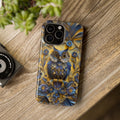 Artistic Owl iPhone MagSafe Case: Blue & Yellow Floral Design