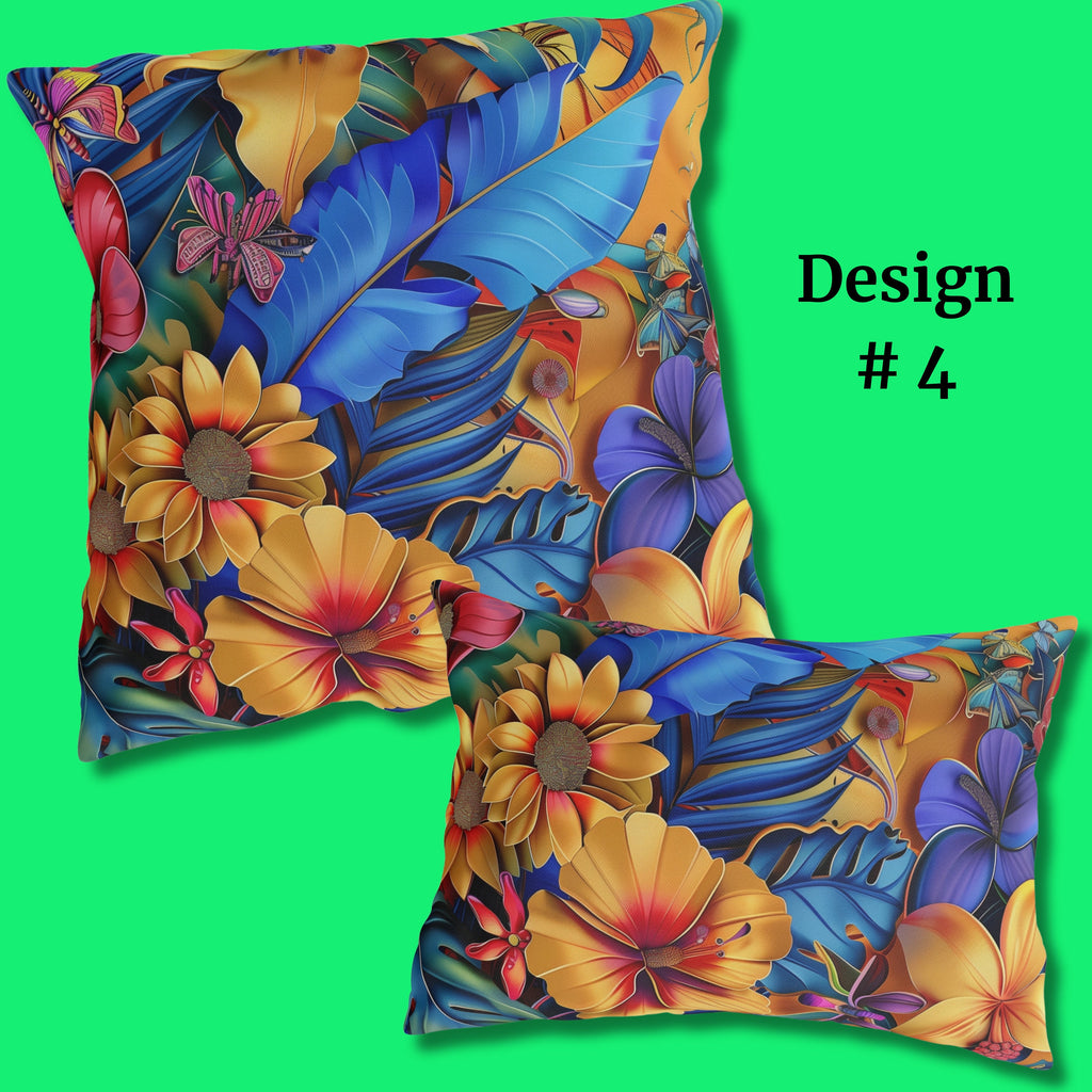 Tropical Floral Outdoor Throw Pillow: UV & Water Resistant Patio Decor