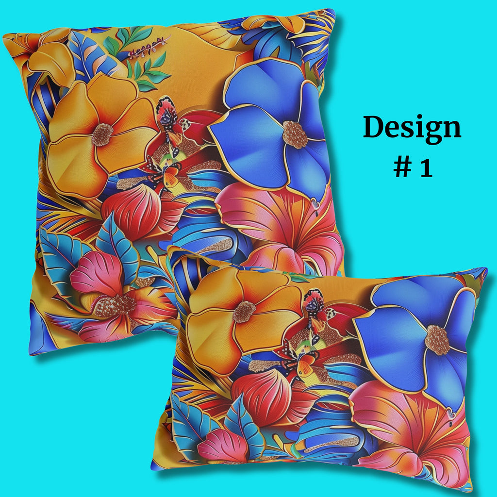 Tropical Floral Outdoor Throw Pillow: UV & Water Resistant Patio Decor