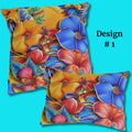 Tropical Floral Outdoor Throw Pillow: UV & Water Resistant Patio Decor