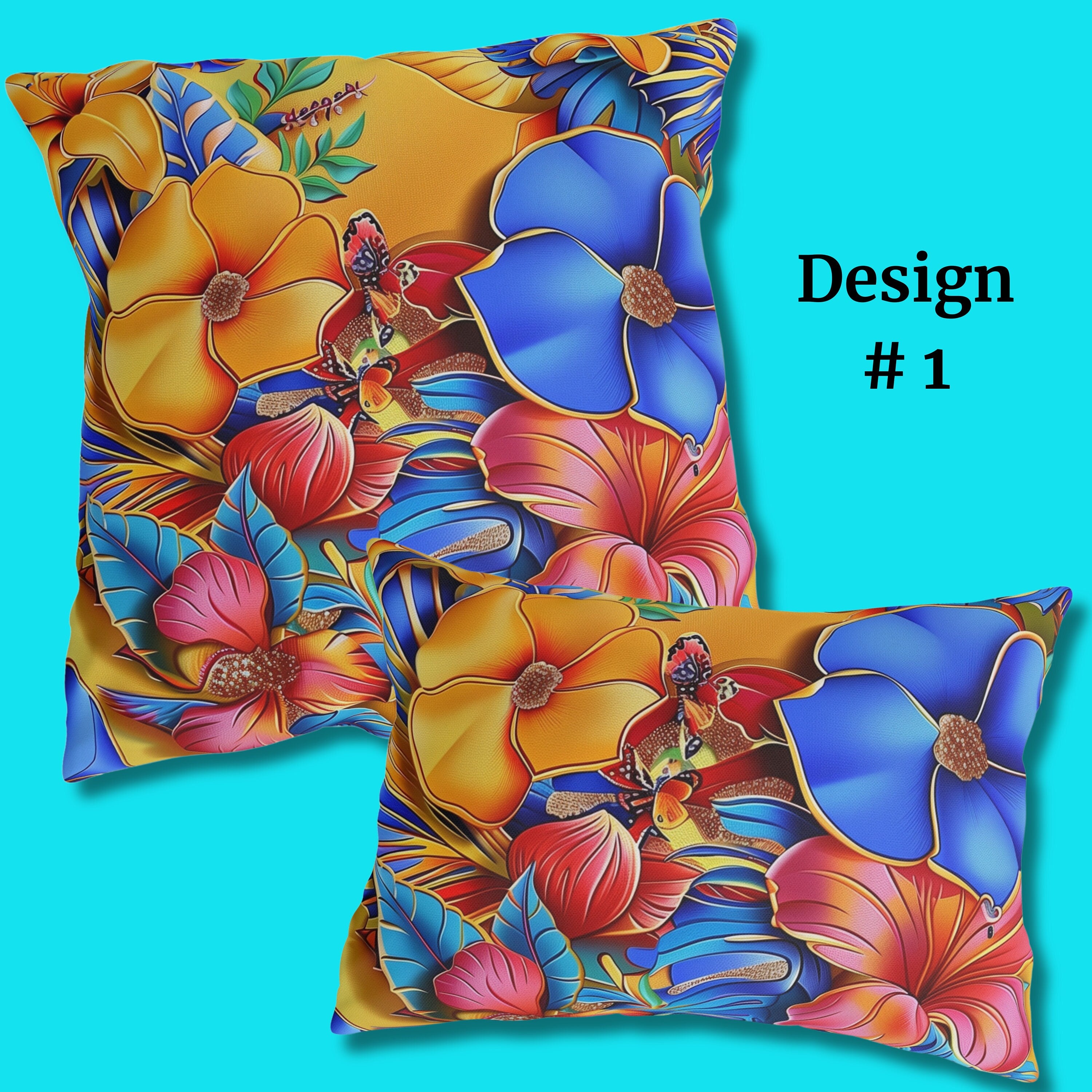 Tropical Floral Outdoor Throw Pillow: UV & Water Resistant Patio Decor