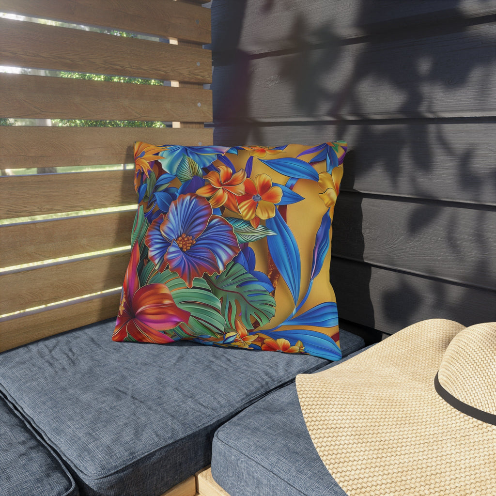 Tropical Floral Outdoor Throw Pillow: UV & Water Resistant Patio Decor