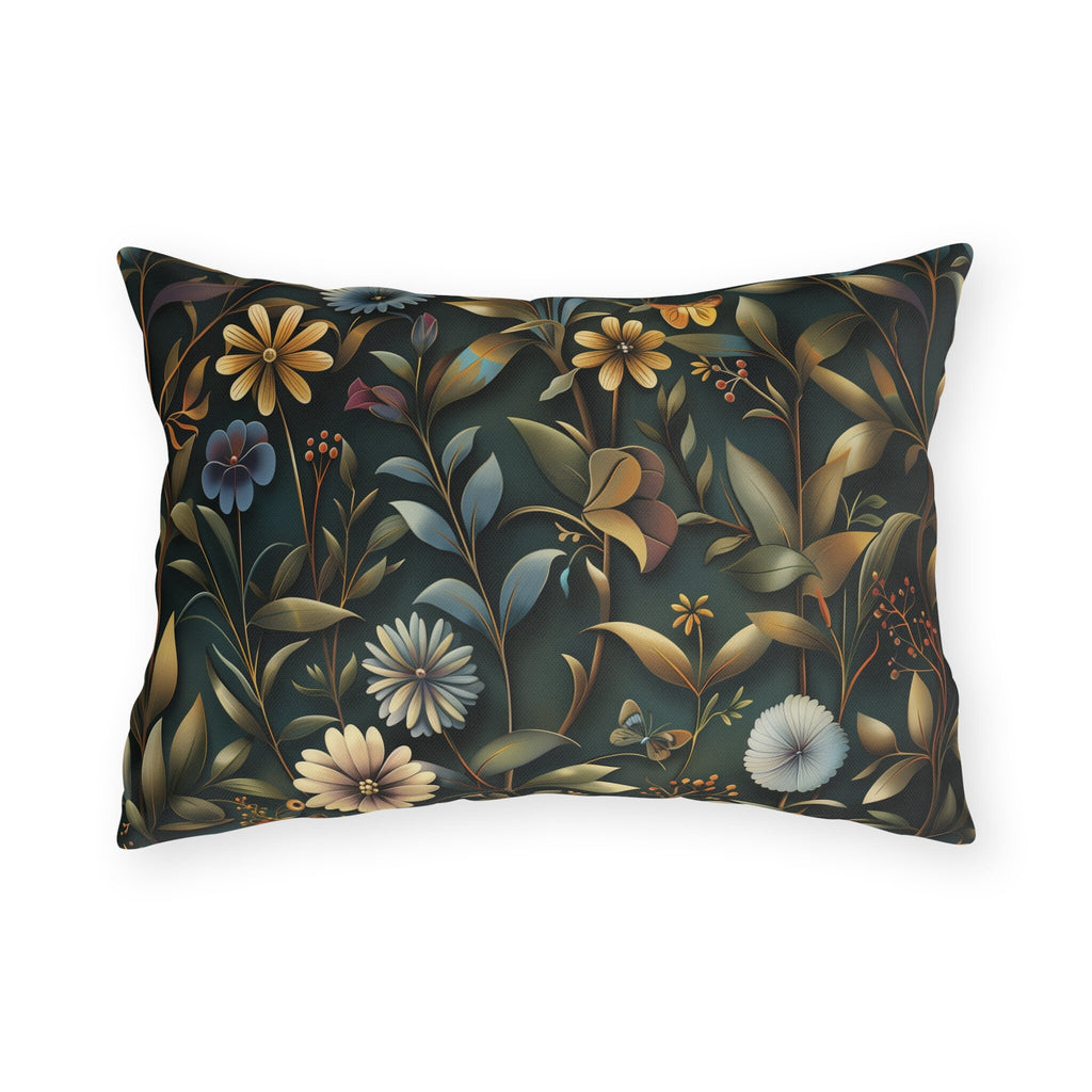 William Morris Inspired Outdoor Pillow: Dark Earthy Botanical Garden Decor