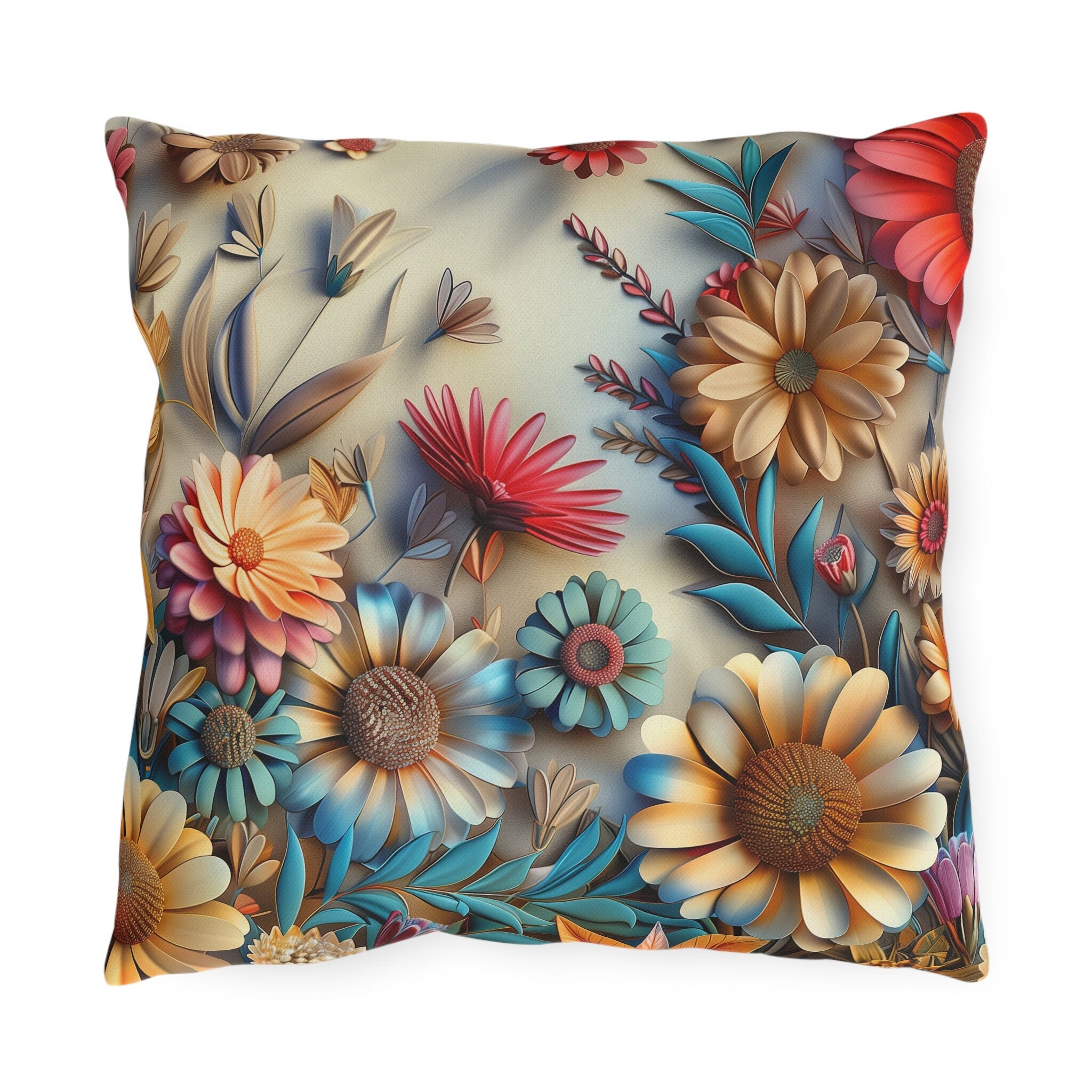 Floral Outdoor Pillow: Vibrant Garden Patio Decor