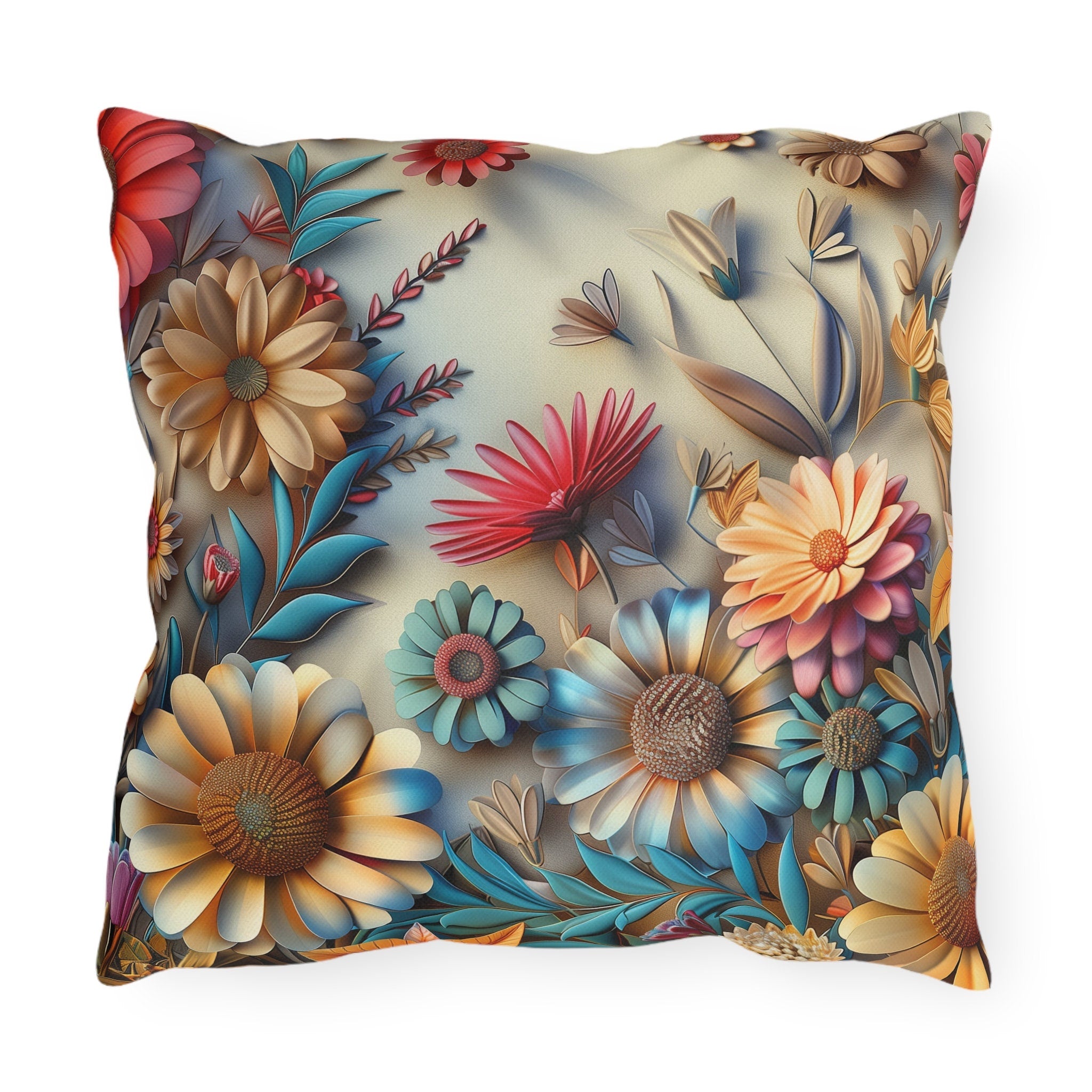Floral Outdoor Pillow: Vibrant Garden Patio Decor