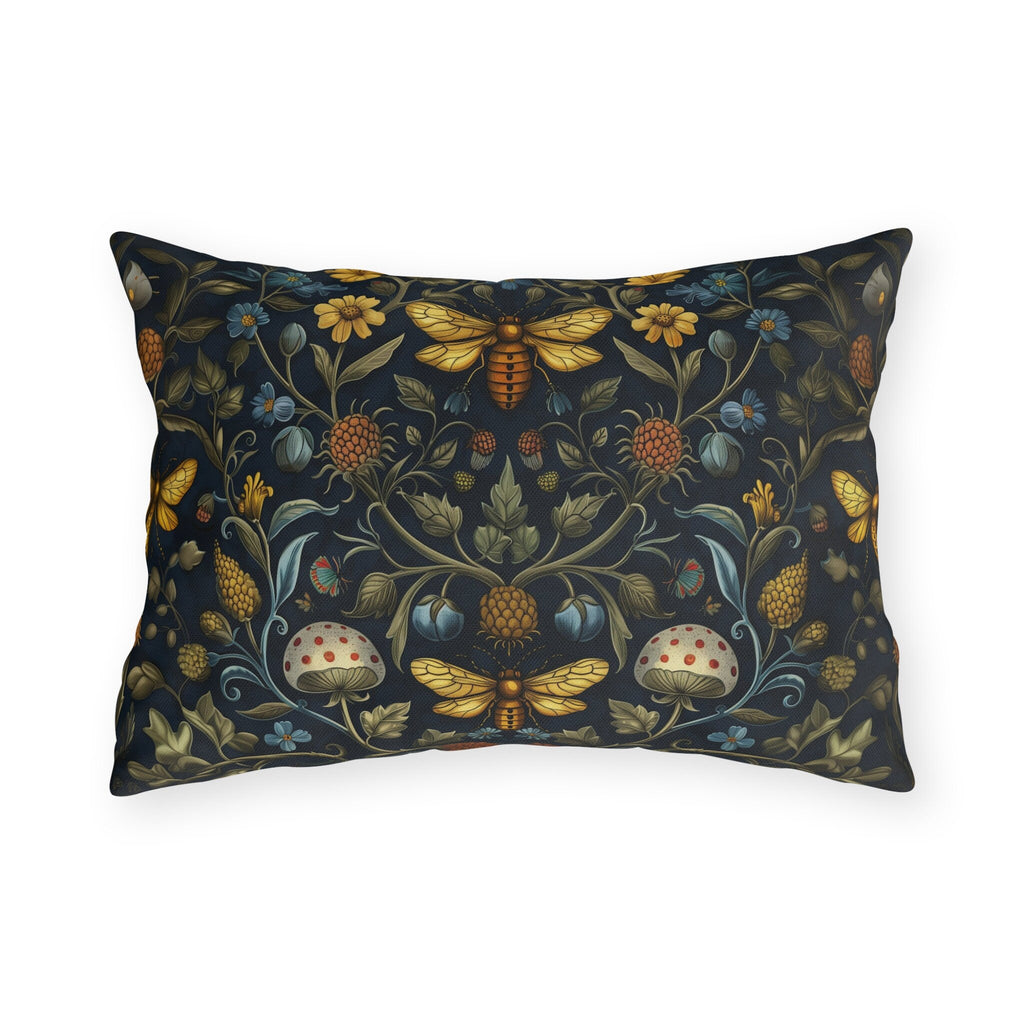 William Morris Inspired Outdoor Pillow: Botanical Bee Garden Decor