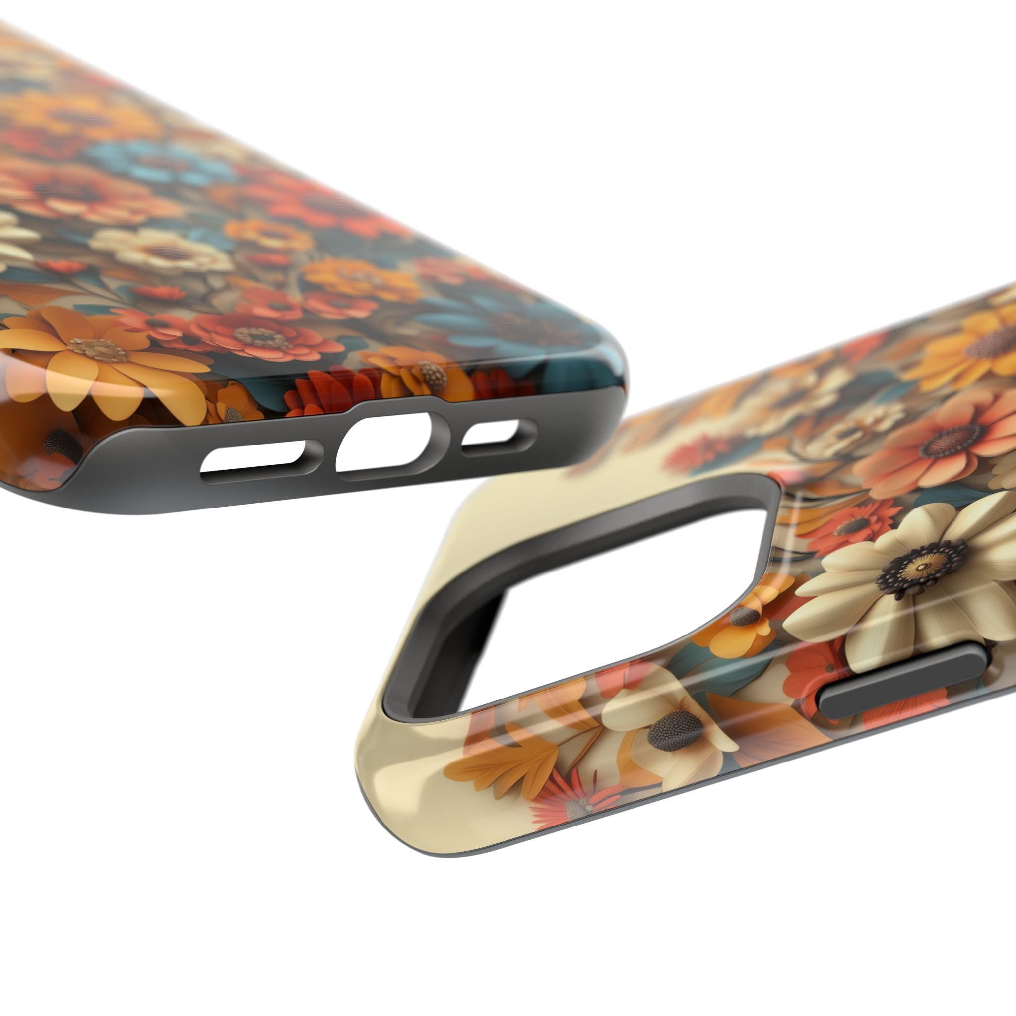 Floral iPhone MagSafe Case, Tough Dual Layer Polycarbonate