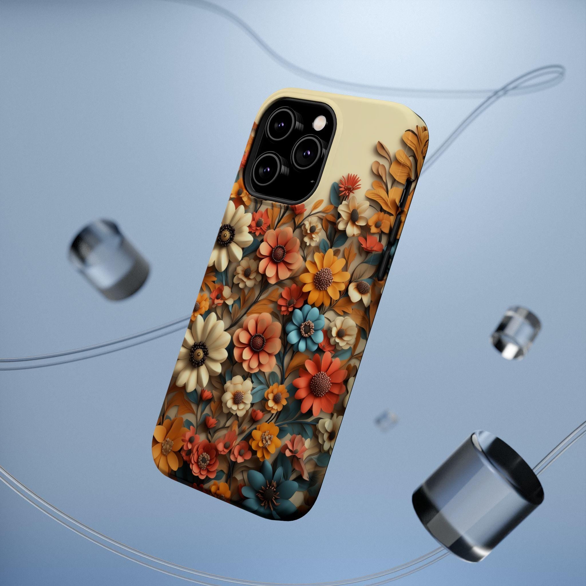 Floral iPhone MagSafe Case, Tough Dual Layer Polycarbonate