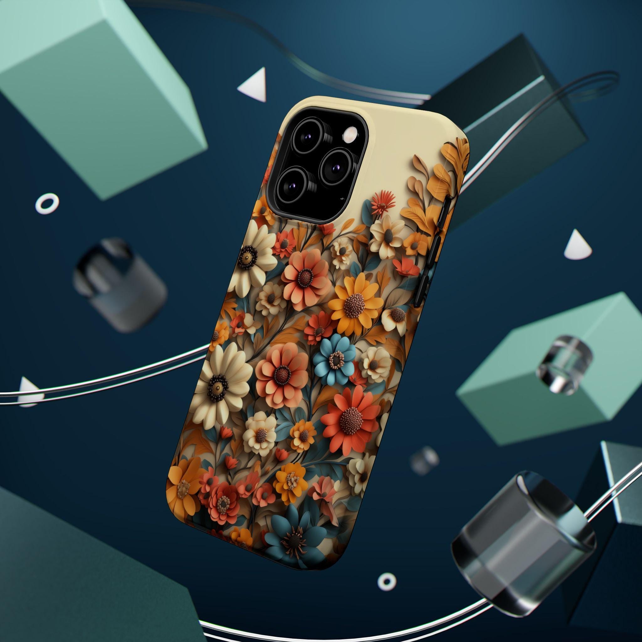 Floral iPhone MagSafe Case, Tough Dual Layer Polycarbonate