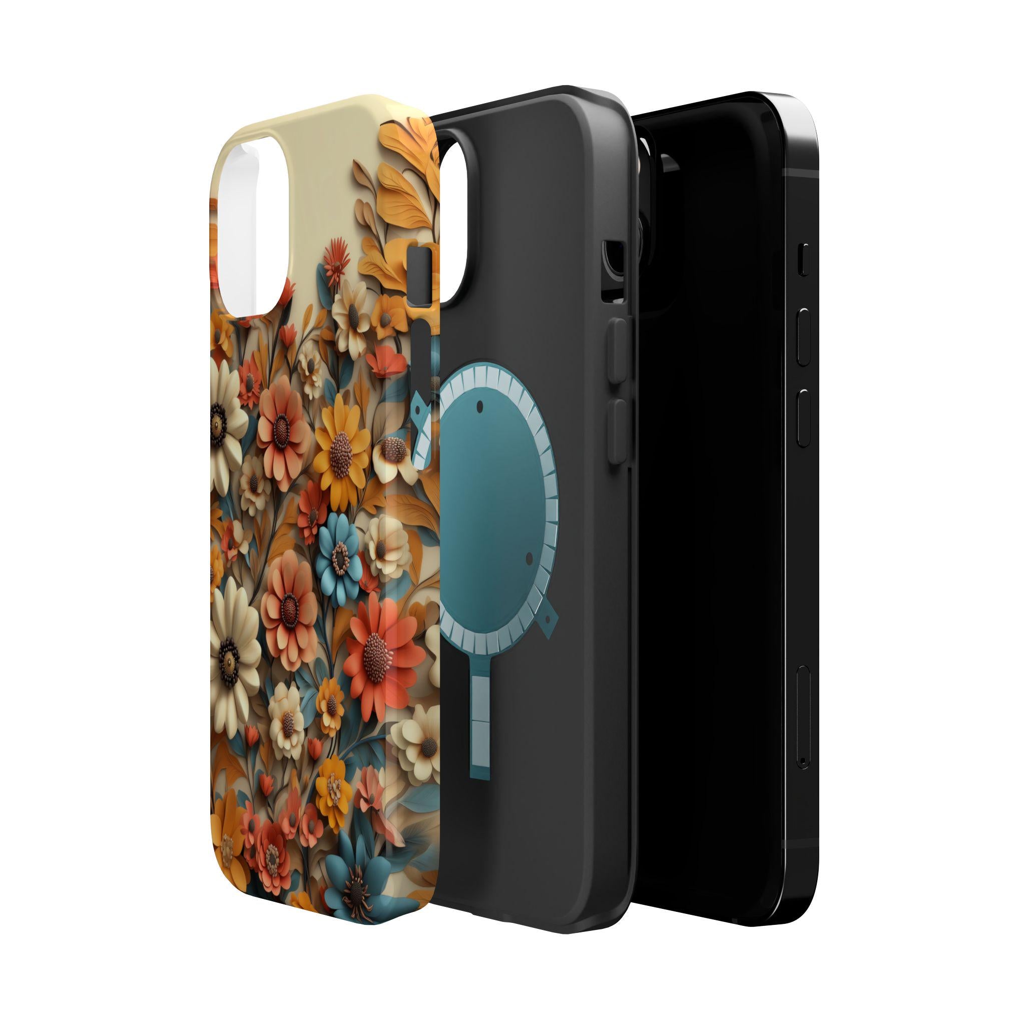Floral iPhone MagSafe Case, Tough Dual Layer Polycarbonate