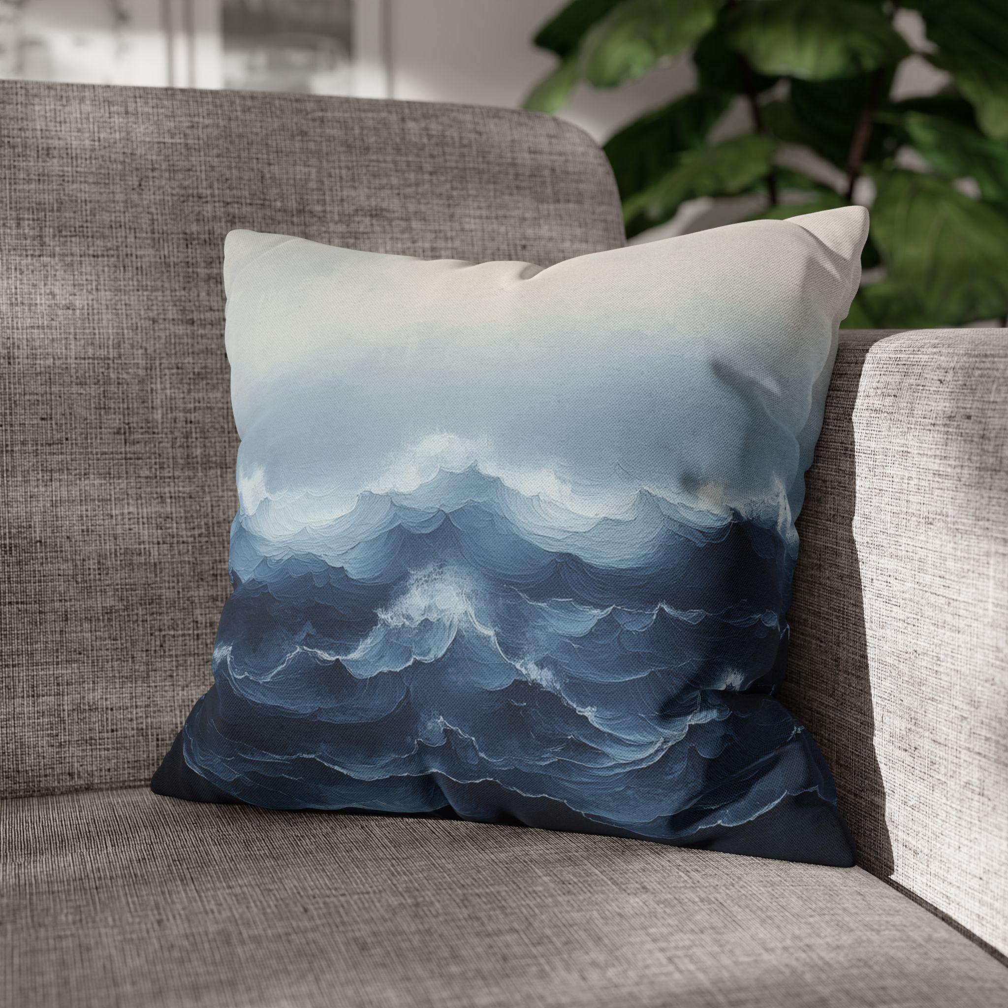 Coastal Storm Pillowcase: Ocean-Inspired Nautical Decor for Beach Houses & Modern Homes