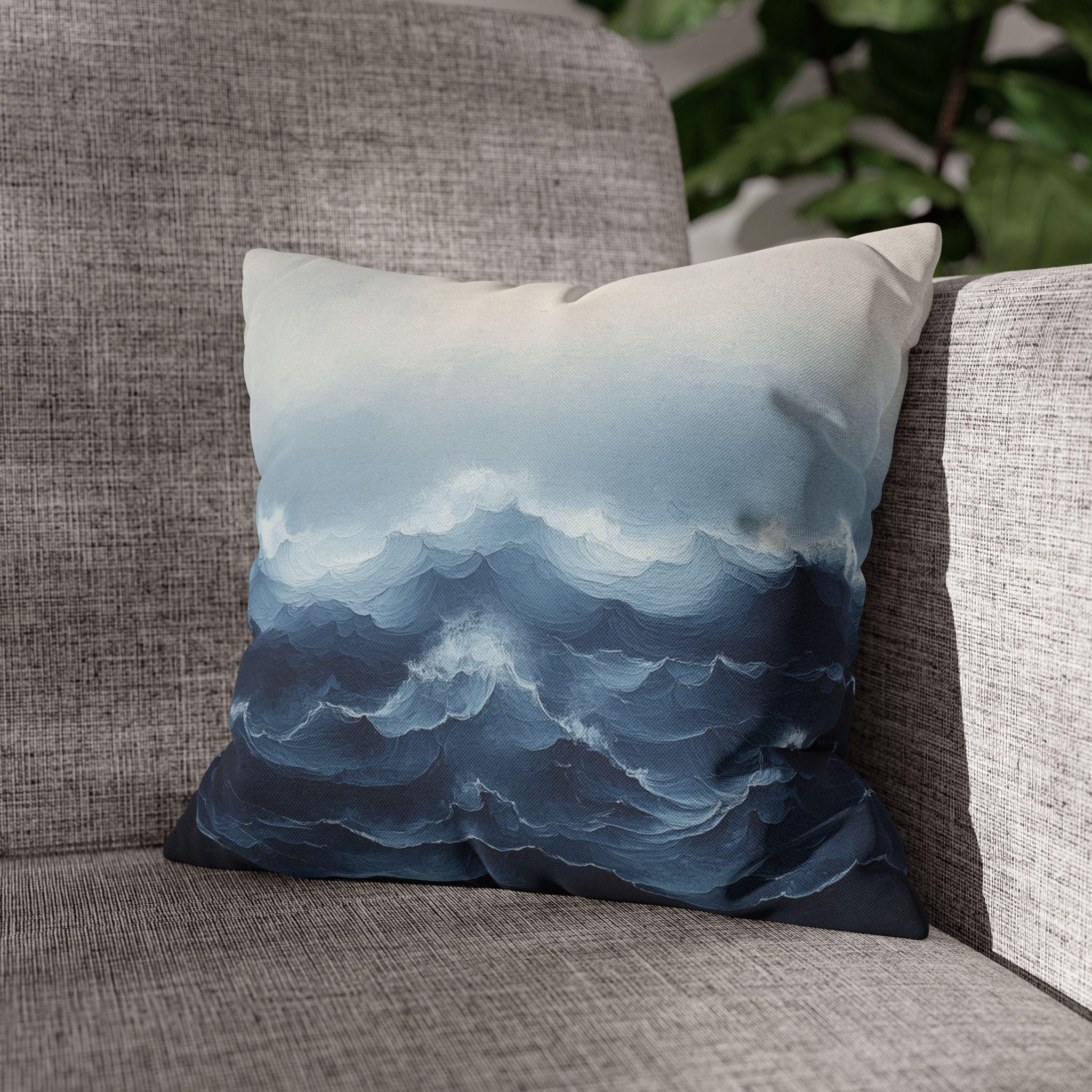 Coastal Storm Pillowcase: Ocean-Inspired Nautical Decor for Beach Houses & Modern Homes