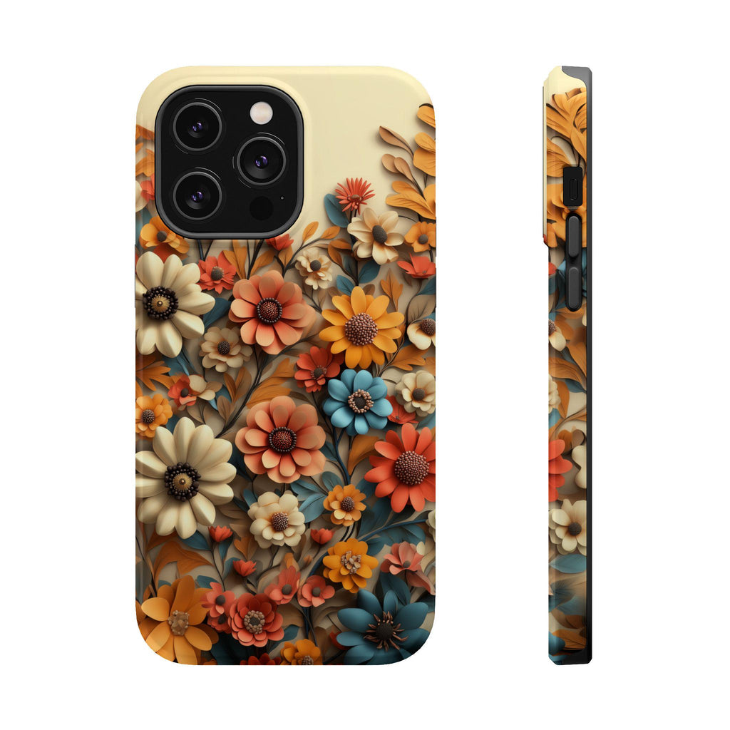 Floral iPhone MagSafe Case, Tough Dual Layer Polycarbonate
