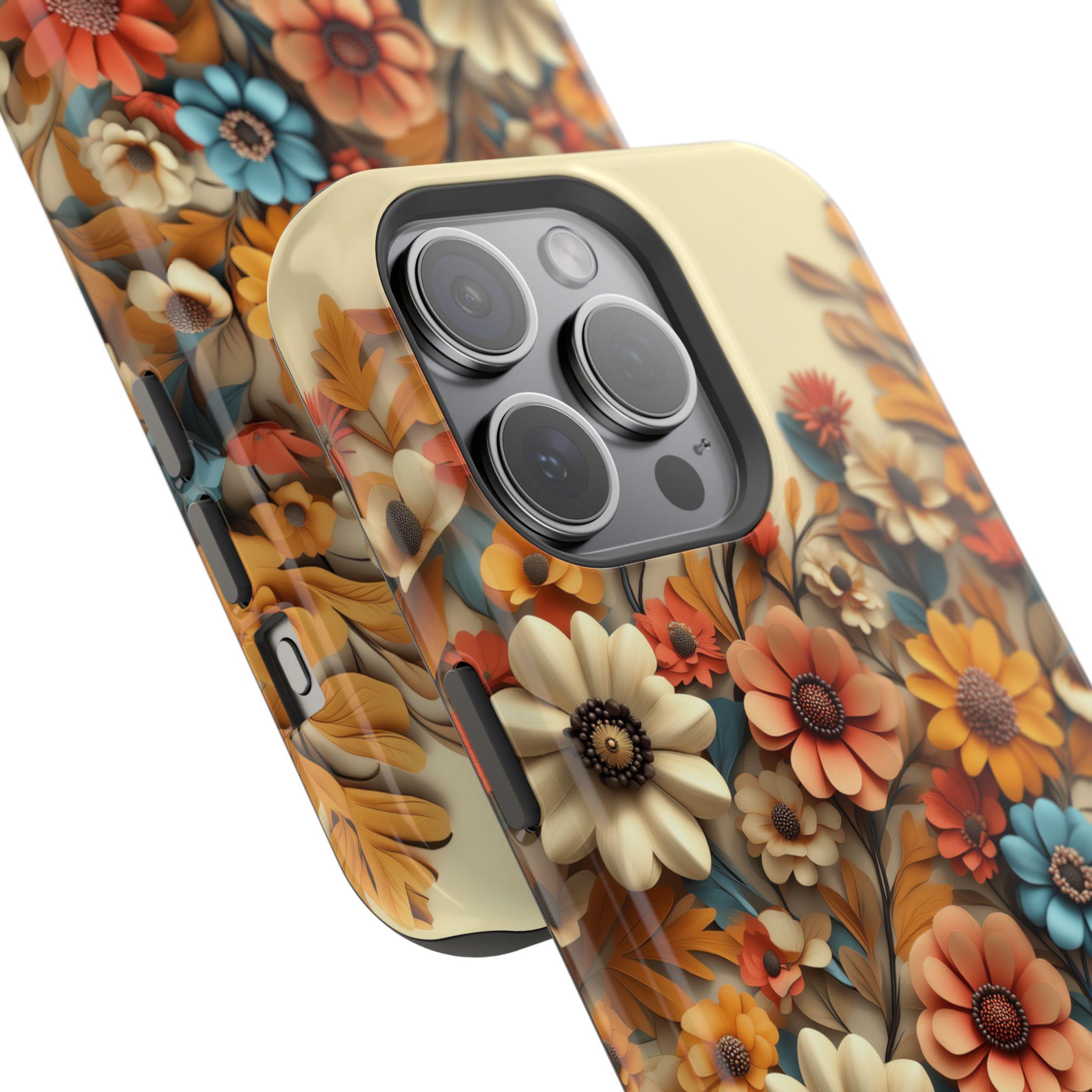 Floral iPhone MagSafe Case, Tough Dual Layer Polycarbonate