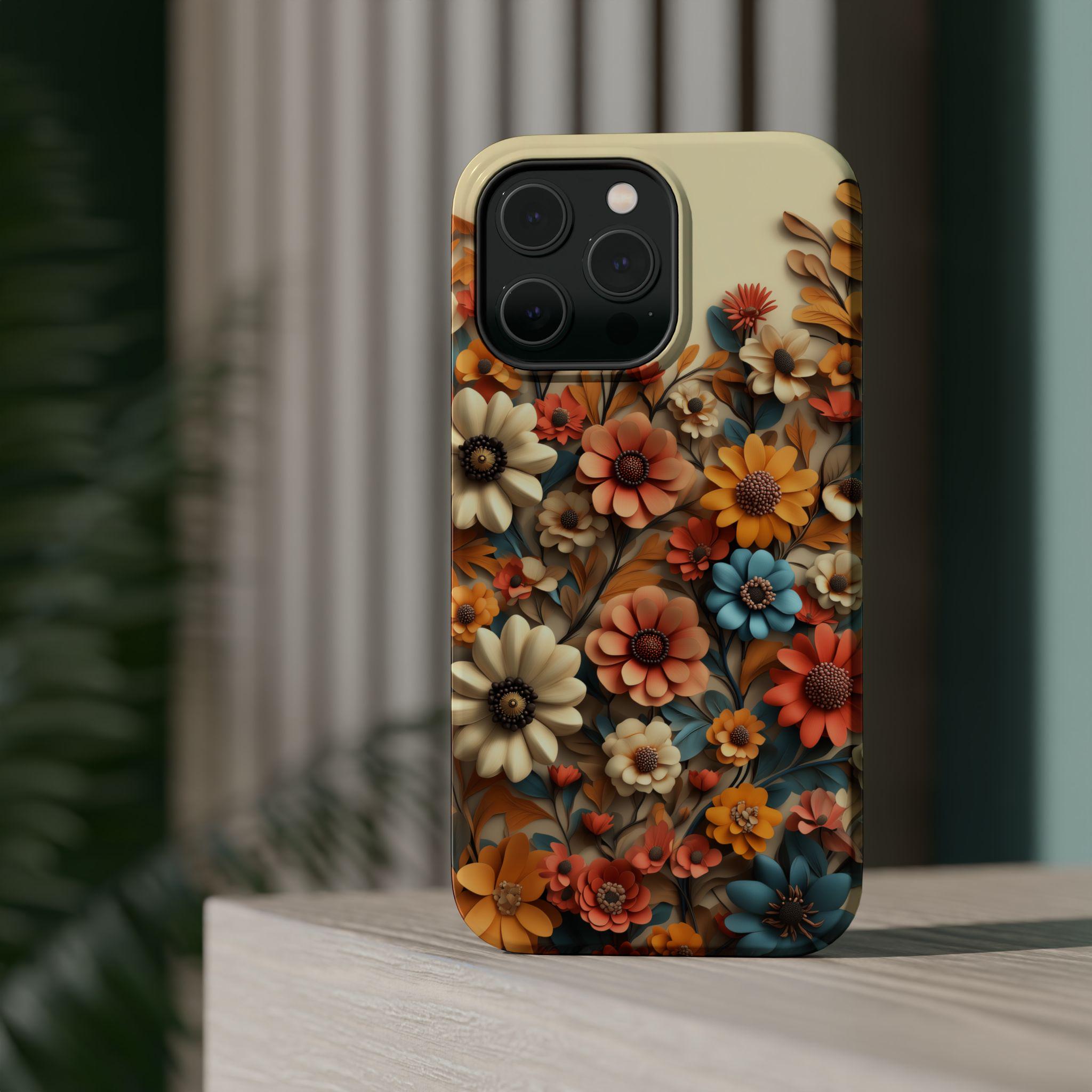 Floral iPhone MagSafe Case, Tough Dual Layer Polycarbonate