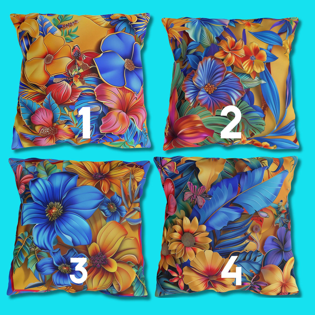 Tropical Floral Outdoor Throw Pillow: UV & Water Resistant Patio Decor
