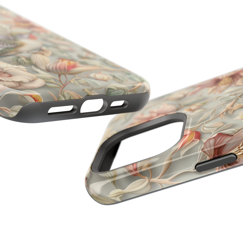 William Morris Inspired Hummingbird Floral Magnetic Tough Case for iPhone 13-16 (Pro,Plus,ProMax)