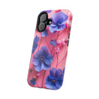 Vibrant Floral MagSafe iPhone Case: Gradient Pink-Purple Blooms for 13-16 Models