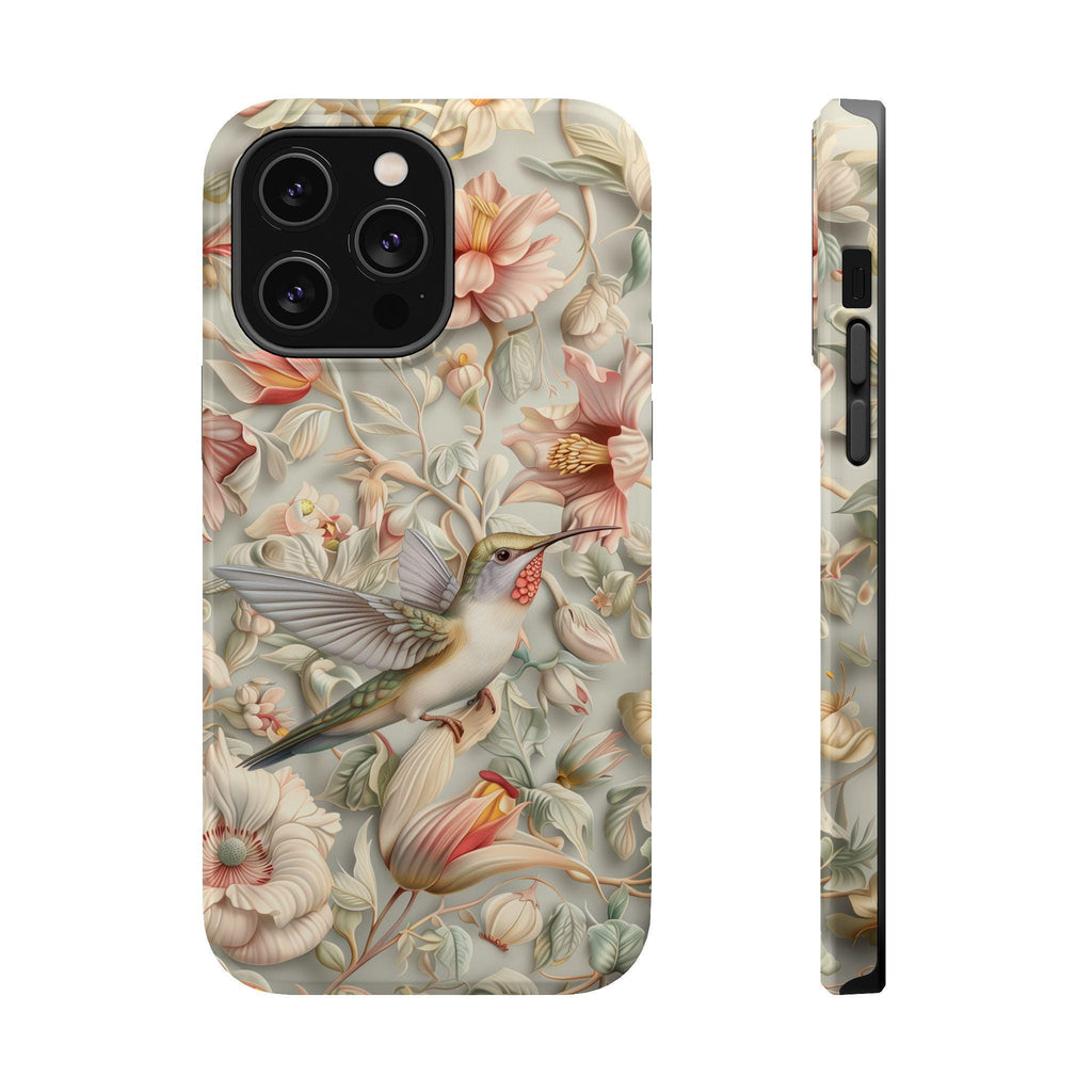 William Morris Inspired Hummingbird Floral Magnetic Tough Case for iPhone 13-16 (Pro,Plus,ProMax)