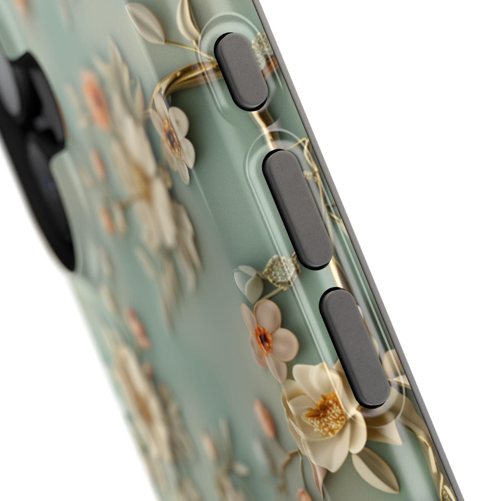 Elegant Chinoiserie MagSafe iPhone Case: Pastel Birds & Blooms for 13-16 Pro/Plus/Max Models